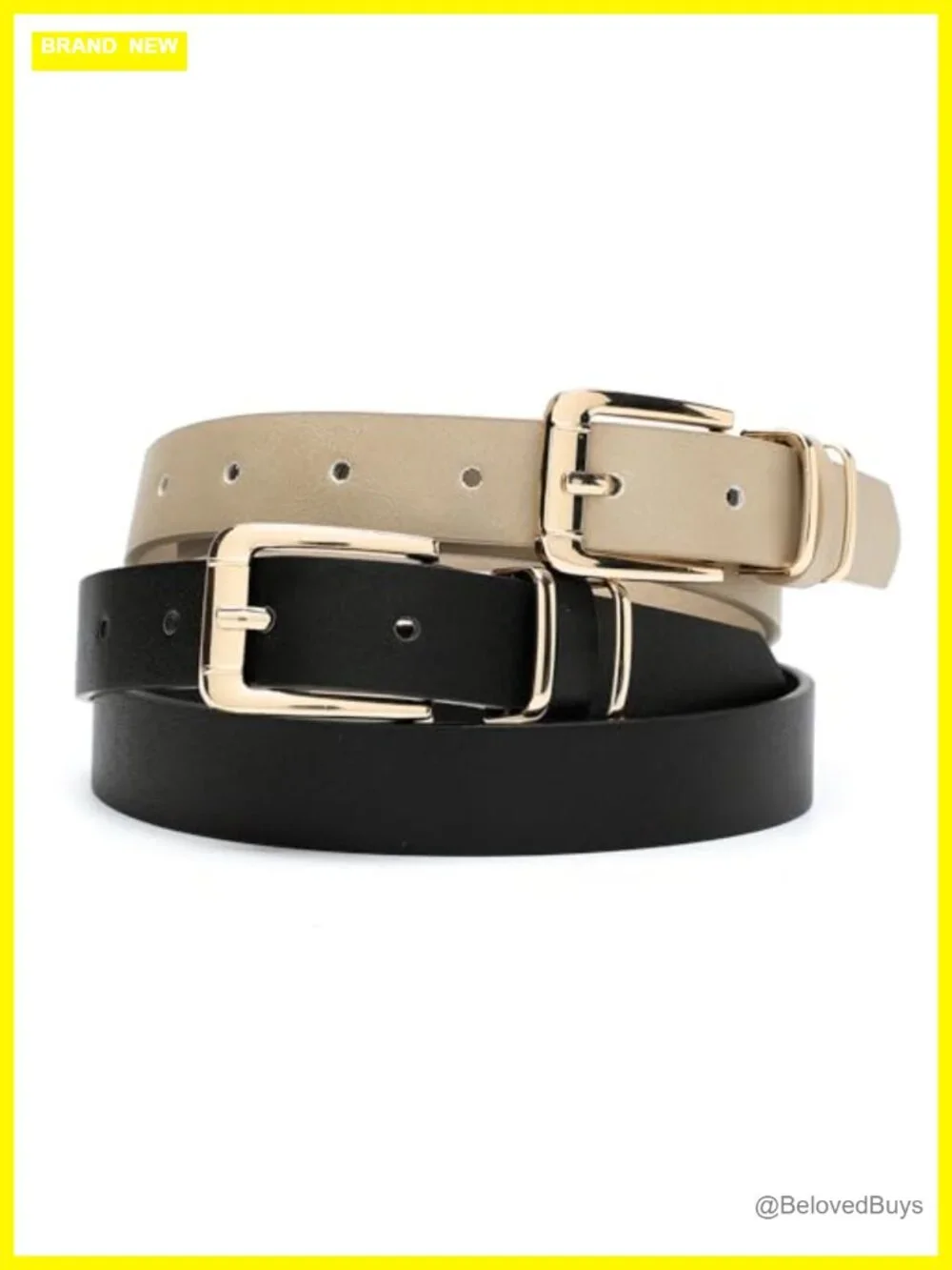 Earnda Women's Faux Leather Belt Gold Buckle Thin Waist Belt for Jeans & Dress